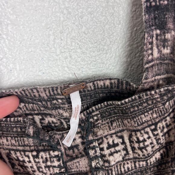 Free People Brown Black Printed Sleeveless Midi Dress Boho Open Back L - Picture 9 of 9